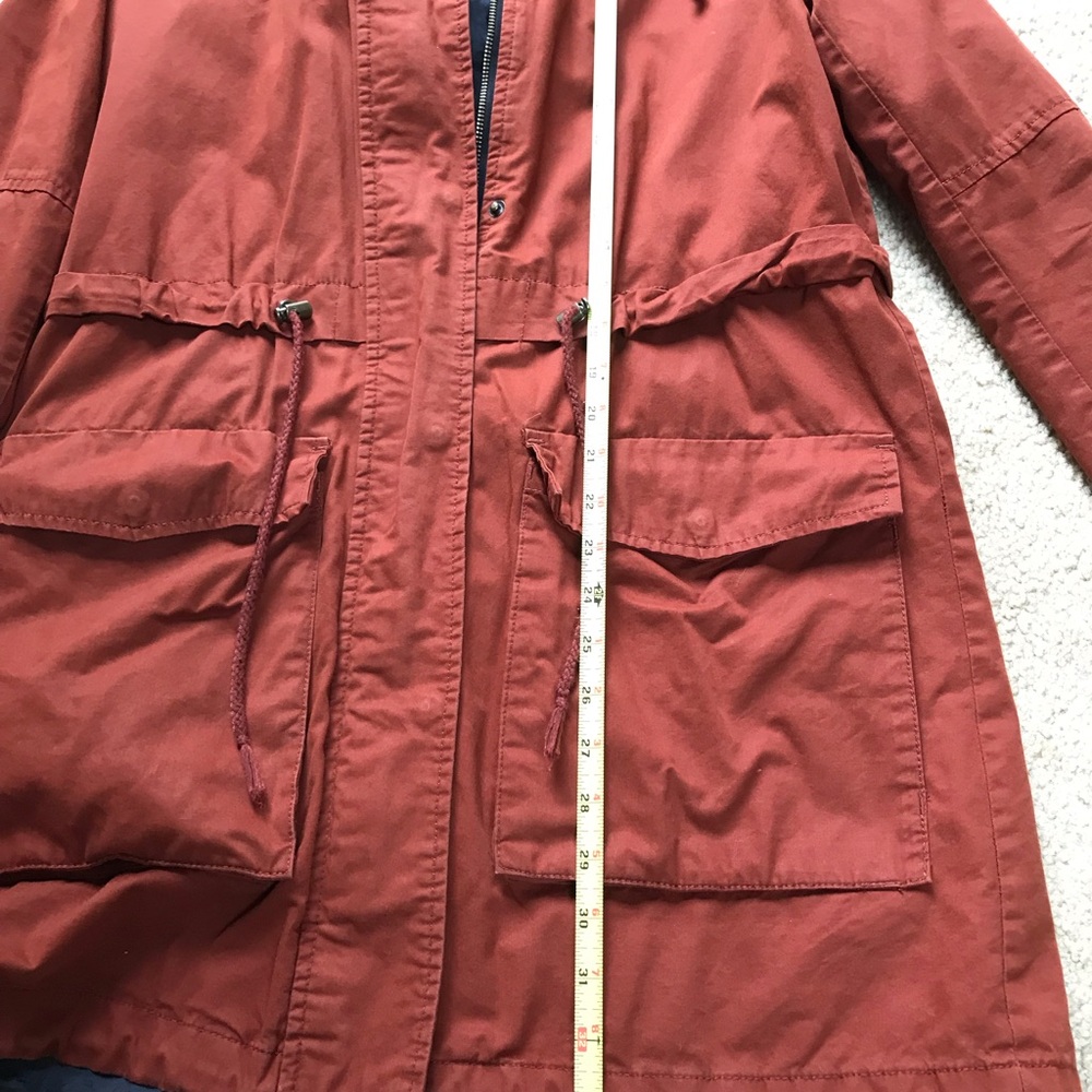 F21 Burnt Sienna Red-Brown Hooded Longline Utility Jacket - M - Picture 5 of 13